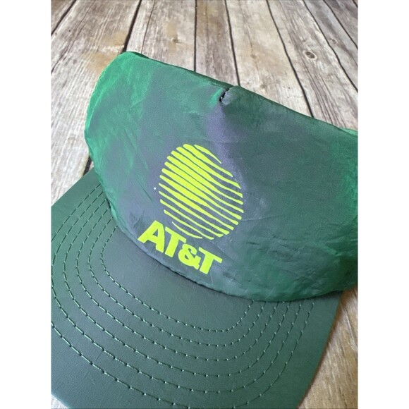 Vintage AT&T Logo Green Snapback Hat Call Before You Dig USA Iridescent - Picture 2 of 5